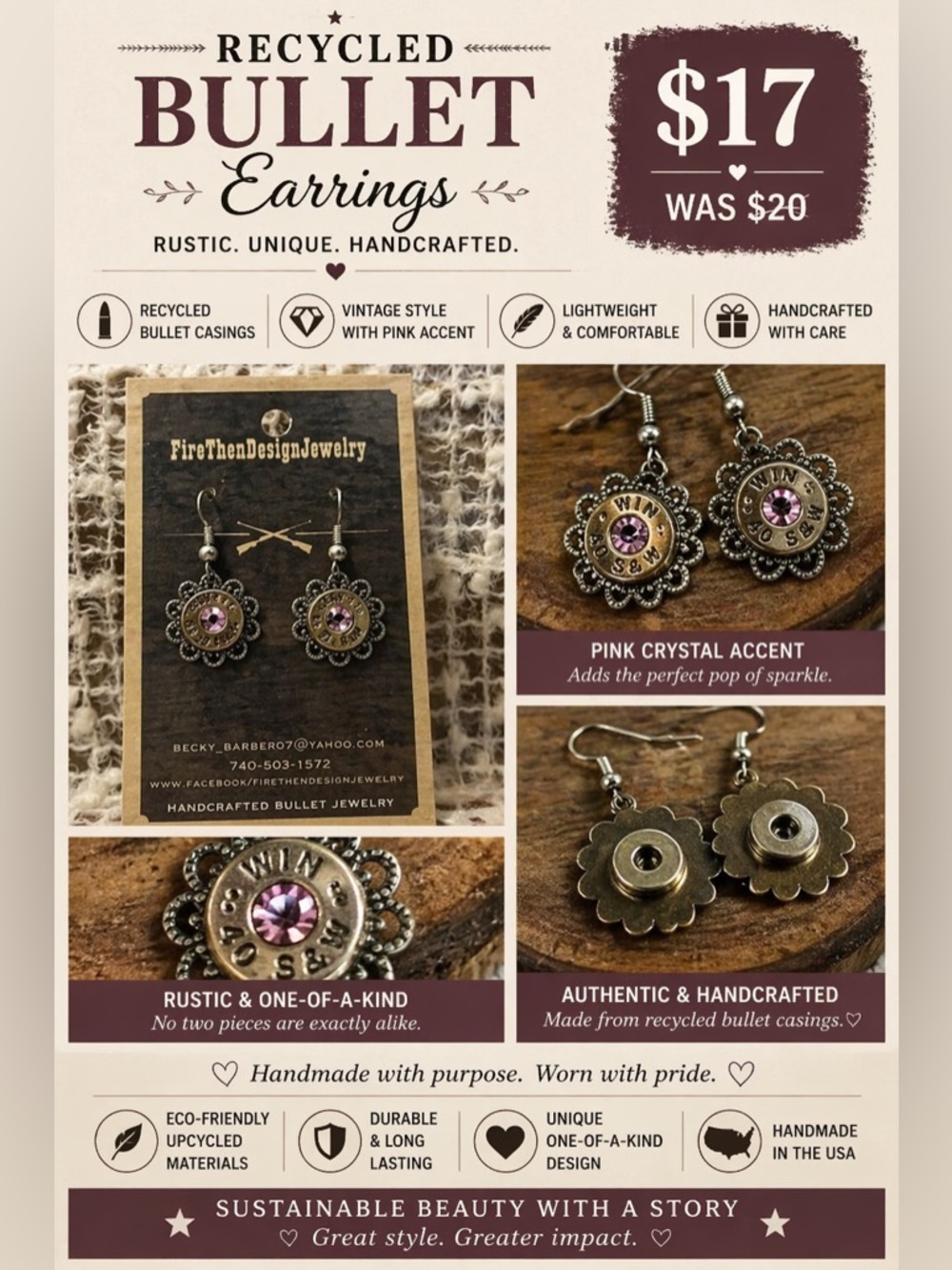 Recycled Bullet Earrings